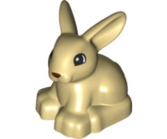 Duplo, Animal Bunny / Rabbit Head Turned Left with Eyes Top Semicircular and Reddish Brown Nose Pattern