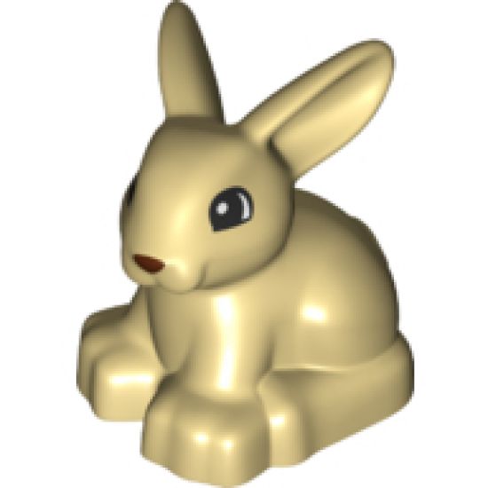 Duplo, Animal Bunny / Rabbit Head Turned Left with Eyes Top Semicircular and Reddish Brown Nose Pattern