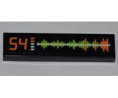 Tile 1 x 4 with Orange '54' and Waveform Display Pattern (Sticker) - Set 6873