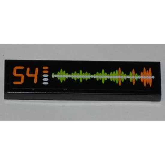 Tile 1 x 4 with Orange '54' and Waveform Display Pattern (Sticker) - Set 6873