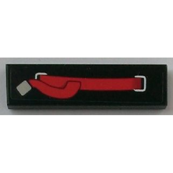 Tile 1 x 4 with Red Seat Harness Strap Pattern Model Left Side (Sticker) - Set 8156