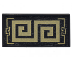 Tile 2 x 4 with Gold Geometric Border and Symbols Pattern (Sticker) - Set 70620