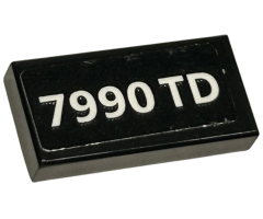 Tile 1 x 2 with White '7990 TD' Font Type 1 Pattern (Sticker) - Sets 75953 / 75968