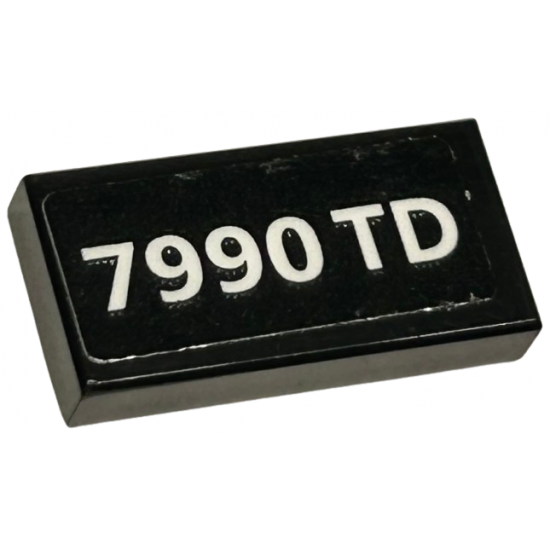 Tile 1 x 2 with White '7990 TD' Font Type 1 Pattern (Sticker) - Sets 75953 / 75968