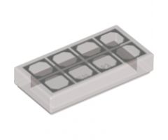 Tile 1 x 2 with 8 Silver Octagon Outlines Pattern