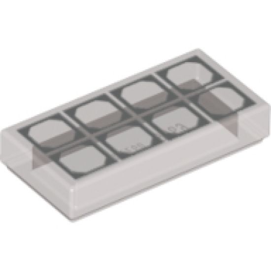 Tile 1 x 2 with 8 Silver Octagon Outlines Pattern