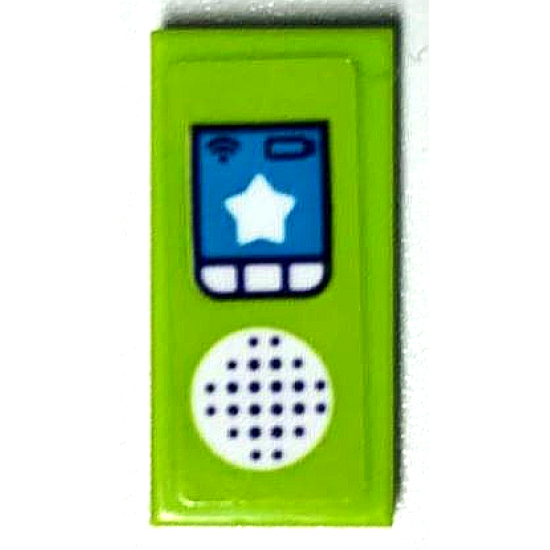 Tile 1 x 2 with CB Radio, Speaker, Buttons and Star Pattern (Sticker) - Set 41339