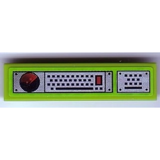 Tile 1 x 4 with Keyboard and Radar On Silver Background Pattern (Sticker) - Set 8899