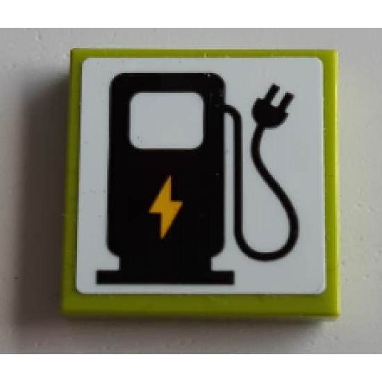 Tile 2 x 2 with Electric Charging Point Pattern (Sticker) - Set 60200
