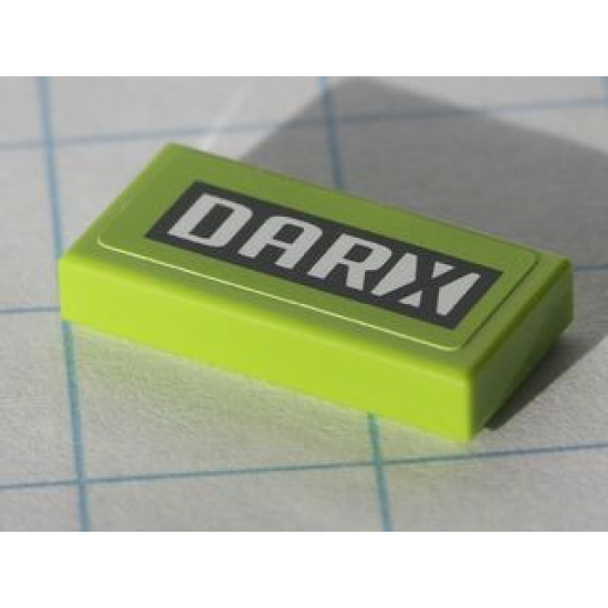 Tile 1 x 2 with Black and White 'DARX' Pattern (Sticker) - Set 8119