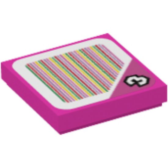 Tile 2 x 2 with Super Mario Scanner Code Number 3 Block Pattern (Sticker) - Sets 71368 / 71398