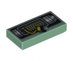 Tile 1 x 2 with Black, Silver and Yellow Cables Pattern