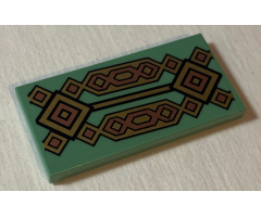 Tile 2 x 4 with Pearl Gold and Copper Diamonds Pattern (Sticker) - Set 79018