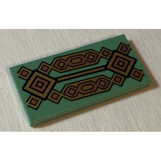 Tile 2 x 4 with Pearl Gold and Copper Diamonds Pattern (Sticker) - Set 79018