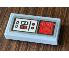 Tile 1 x 2 with SW Control Panel, Red Graph Screen and Buttons Pattern (Sticker) - Set 75154