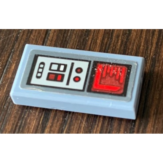 Tile 1 x 2 with SW Control Panel, Red Graph Screen and Buttons Pattern (Sticker) - Set 75154