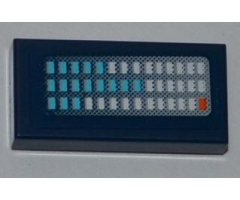 Tile 1 x 2 with Blue, White and Orange Buttons Pattern (Sticker) - Set 6868