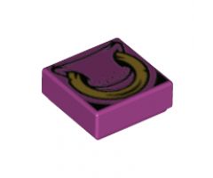 Tile 1 x 1 with Bull Nose and Gold Ring Pattern