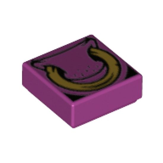 Tile 1 x 1 with Bull Nose and Gold Ring Pattern