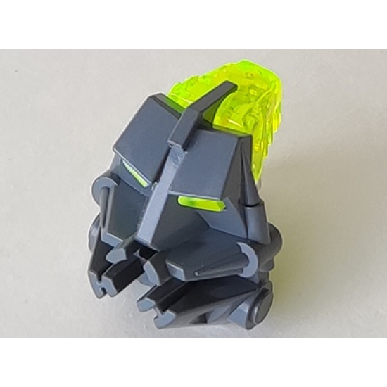 Bionicle Head Connector Block 3 x 4 x 1 2/3 with Trans-Neon Green Bionicle Head Connector Block Eye/Brain Stalk (32553 / 32554)