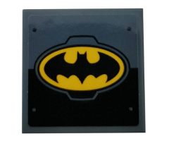 Tile 2 x 2 with Metal Plates, Rivets and Yellow Batman Logo Pattern (Sticker) - Set 76160