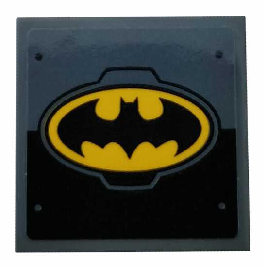 Tile 2 x 2 with Metal Plates, Rivets and Yellow Batman Logo Pattern (Sticker) - Set 76160