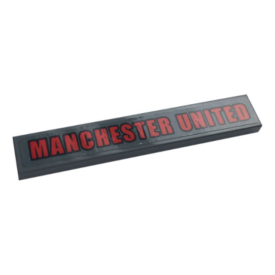 Tile 1 x 6 with Red 'MANCHESTER UNITED' on Dark Bluish Gray Background Pattern (Sticker) - Set 10272
