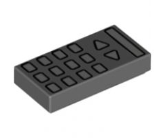 Tile 1 x 2 with TV Remote Control Pattern