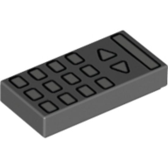 Tile 1 x 2 with TV Remote Control Pattern
