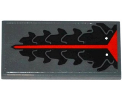 Tile 2 x 4 with Red and Black MechDragon Tongue Pattern (Sticker) - Set 70725