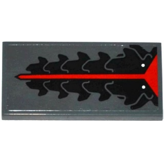 Tile 2 x 4 with Red and Black MechDragon Tongue Pattern (Sticker) - Set 70725