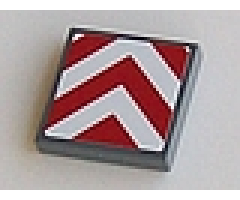 Tile 2 x 2 with Red and White Chevron Stripes Pattern (Sticker) - Sets 7632 / 7633 / 60098