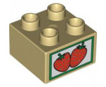 Duplo, Brick 2 x 2 with Strawberries Crate Label Pattern