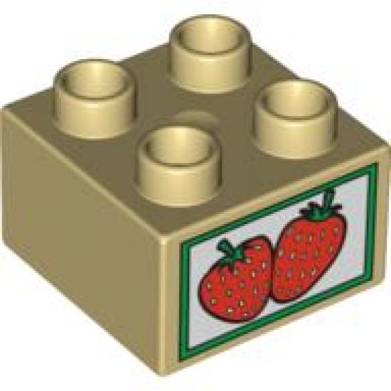 Duplo, Brick 2 x 2 with Strawberries Crate Label Pattern