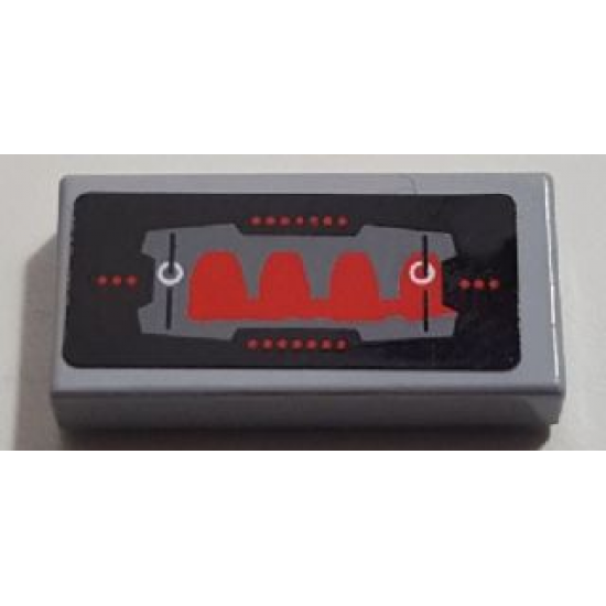 Tile 1 x 2 with Screen with Red and Gray Controls Pattern (Sticker) - Set 8129