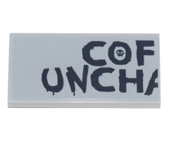 Tile 2 x 4 with Messy 'COF' 'UNCH' and Half of 'A' (Coffee Unchained Sign) Pattern (Sticker) - Set 70840