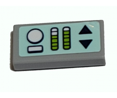 Tile 1 x 2 with Dark Blue Up and Down Buttons, Lime Gauges on Light Aqua Background Pattern (Sticker) - Set 41380