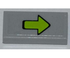 Tile 1 x 2 with Lime Arrow with Black Outline Pattern (Sticker) - Set 79103