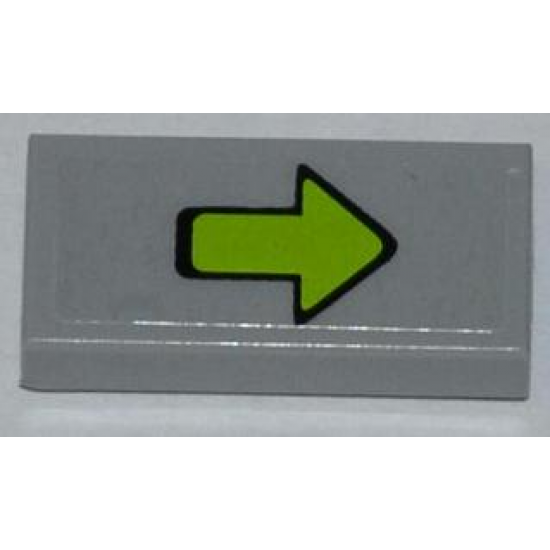Tile 1 x 2 with Lime Arrow with Black Outline Pattern (Sticker) - Set 79103