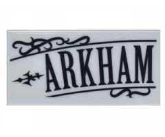 Tile 2 x 4 with Black Scrollwork and 'ARKHAM' Pattern Model Left Side (Sticker) Set 10937