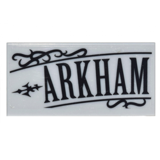 Tile 2 x 4 with Black Scrollwork and 'ARKHAM' Pattern Model Left Side (Sticker) Set 10937