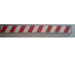 Tile 1 x 8 with Red and White Danger Stripes Pattern (Sticker) - Set 8147