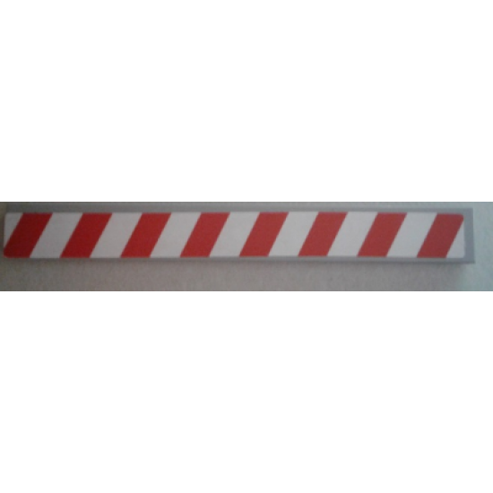 Tile 1 x 8 with Red and White Danger Stripes Pattern (Sticker) - Set 8147