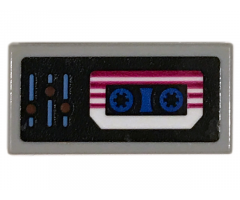 Tile 1 x 2 with Equalizer and Cassette Tape Pattern (Sticker) - Set 70831
