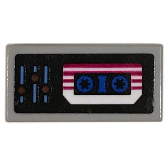 Tile 1 x 2 with Equalizer and Cassette Tape Pattern (Sticker) - Set 70831