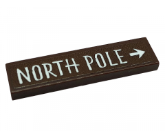 Tile 1 x 4 with White 'NORTH POLE' and Arrow Pattern (Sticker) - Set 10275