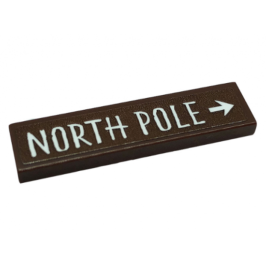 Tile 1 x 4 with White 'NORTH POLE' and Arrow Pattern (Sticker) - Set 10275