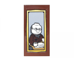 Tile 2 x 4 with Portrait of Bald Man with Glasses at Desk Pattern (Sticker) - Set 10217
