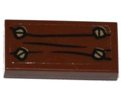 Tile 1 x 2 with Wood Grain and 4 Dark Tan Screws Pattern (Sticker) - Set 79008