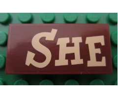 Tile 2 x 4 with 'SHE' Pattern (Sticker) - Set 7594